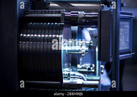A CNC milling machine milling heads metal industry Stock Photo