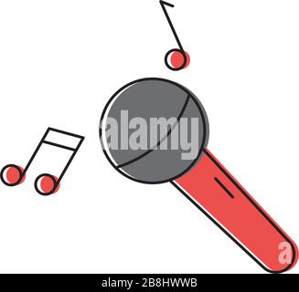 Karaoke microphone vector icon symbol isolated on white background Stock Vector