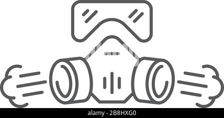 Gas mask vector icon symbol isolated on white background Stock Vector