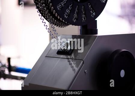 Production of the bottles plastic The Technological line on production of the plastic bottles. Conveyor automatic. Stock Photo