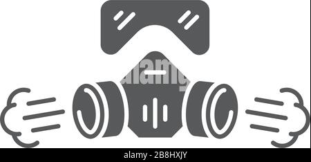 Gas mask vector icon symbol isolated on white background Stock Vector