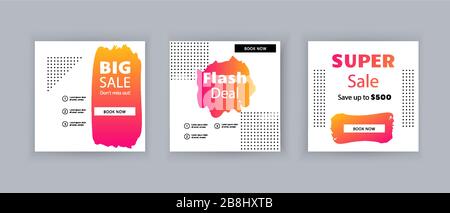 Business banners. Social Media Design. Template vector. Abstract blots red orange background Stock Vector