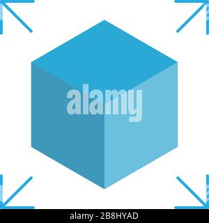 Cube with arrows vector icon symbol isolated on white background Stock Vector