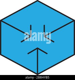 Cube with arrows vector icon symbol isolated on white background Stock Vector