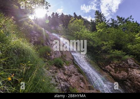 Cascada Cailor - Horses Waterfall in Rodna National Park near Borsa resort in Rodna Mountains, northern Romania Stock Photo