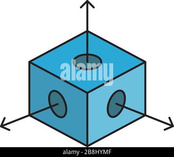 Cube with arrows vector icon symbol isolated on white background Stock Vector