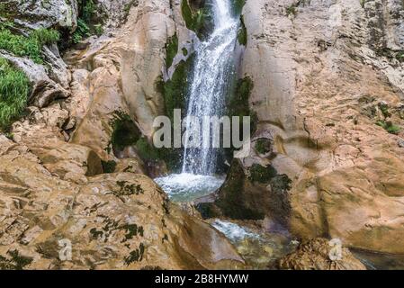 Horses Waterfall - Cascada Cailor - in Rodna National Park near Borsa resort in Rodna Mountains, Northern Romania Stock Photo