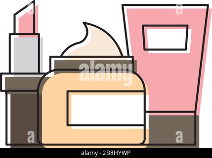 Cosmetics set vector icon symbol beauty isolated on white background Stock Vector