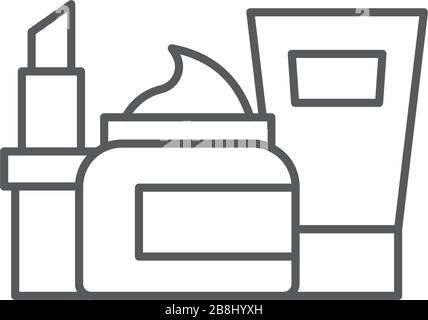 Cosmetics set vector icon symbol beauty isolated on white background Stock Vector
