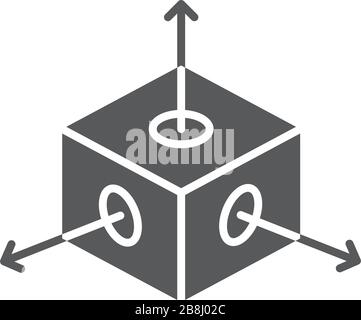 Cube with arrows vector icon symbol isolated on white background Stock Vector