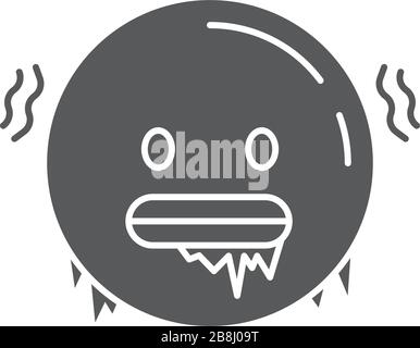 Cold freezing emoticon vector icon symbol emoji isolated on white background Stock Vector