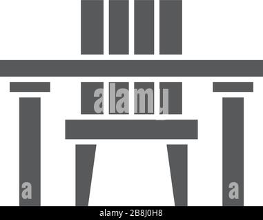 Chairs and table vector icon symbol isolated on white background Stock Vector