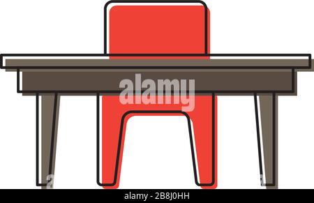 Chairs and table vector icon symbol isolated on white background Stock Vector