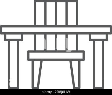Chairs and table vector icon symbol isolated on white background Stock Vector