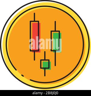 Candlestick chart vector icon symbol trading isolated on white background Stock Vector