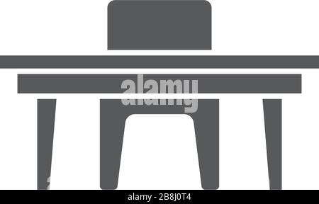 Chairs and table vector icon symbol isolated on white background Stock Vector