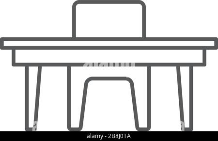 Chairs and table vector icon symbol isolated on white background Stock Vector