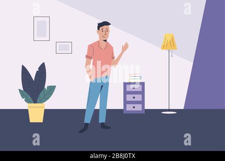 a man in the new house vector illustration Stock Vector