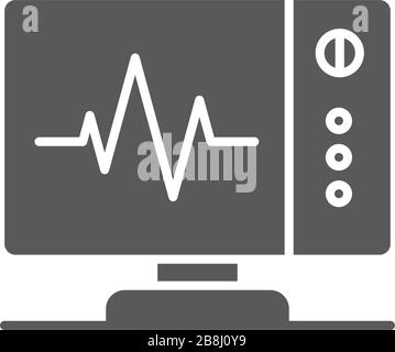 Cardiogram monitor vector icon symbol medical isolated on white background Stock Vector