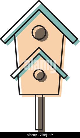 Birdhouse vector icon symbol house isolated on white background Stock Vector