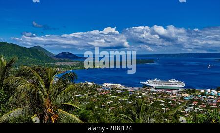 Rabaul is a township in East New Britain province, on the island of New Britain, in the country of Papua New Guinea. New Britain is an island about 60 Stock Photo