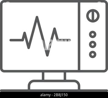 Cardiogram monitor vector icon symbol medical isolated on white background Stock Vector