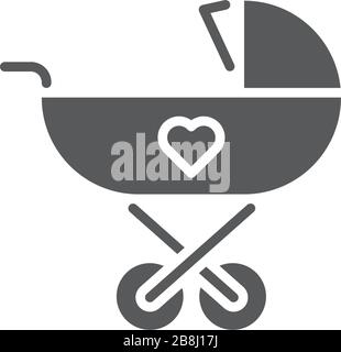 Baby stroller vector icon symbol tool isolated on white background Stock Vector