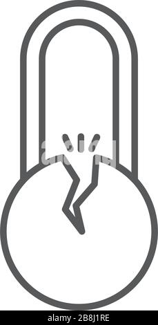 Broken padlock vector icon symbol security isolated on white background Stock Vector