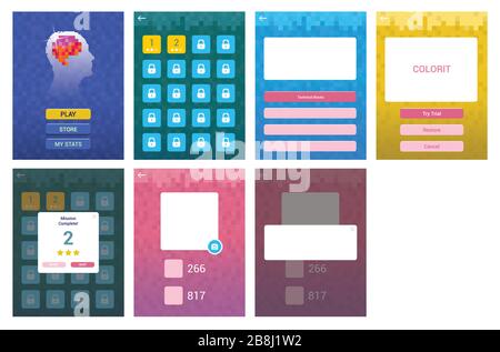 quiz game ui design mobile user interface Stock Vector