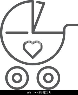 Baby stroller vector icon symbol tool isolated on white background Stock Vector