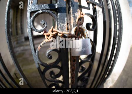 Metal Gate Locked by Padlock Stock Photo