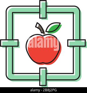 Apple with target vector icon symbol isolated on white background Stock Vector