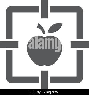 Apple with target vector icon symbol isolated on white background Stock Vector