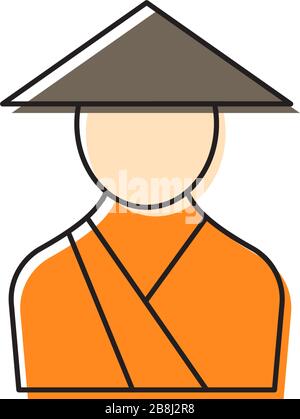 Asian monk vector icon symbol isolated on white background Stock Vector