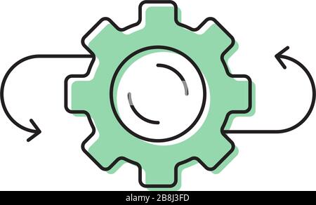 Arrows and gears vector icon symbol isolated on white background Stock Vector
