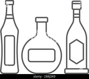 Alcohol beverage bottles vector icon symbol isolated on white background Stock Vector