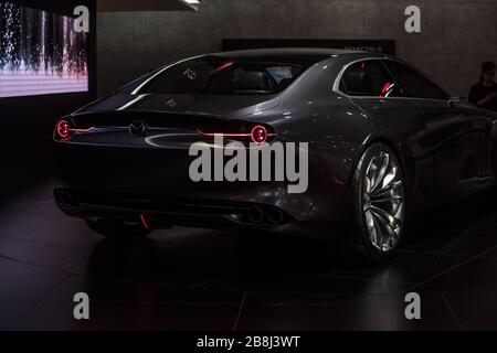 Shanghai, China - April 16th, 2019: Mazda Vision Coupe concept car on display in the 18th Shanghai International Automobile Industry Exhibition Stock Photo