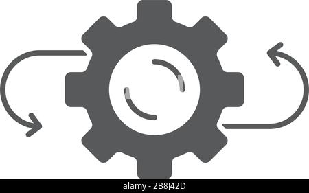 Arrows and gears vector icon symbol isolated on white background Stock Vector