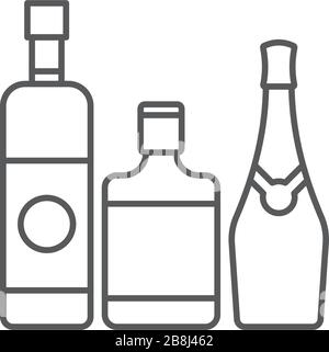 Alcohol beverage bottles vector icon symbol isolated on white background Stock Vector
