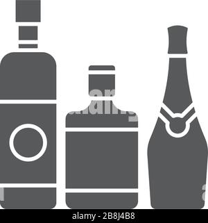 Alcohol beverage bottles vector icon symbol isolated on white background Stock Vector