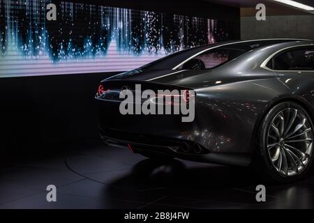 Shanghai, China - April 16th, 2019: Mazda Vision Coupe concept car on display in the 18th Shanghai International Automobile Industry Exhibition Stock Photo