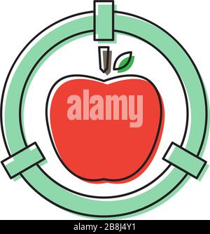 Apple with target vector icon symbol isolated on white background Stock Vector
