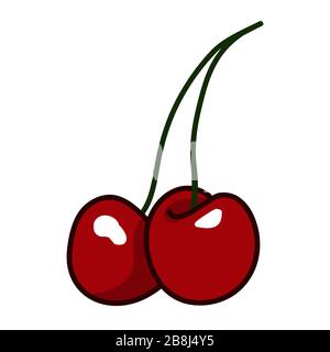 Pair of cherries isolated on white Stock Vector