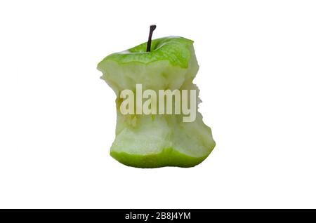 green apple are bitten on a white background Stock Photo