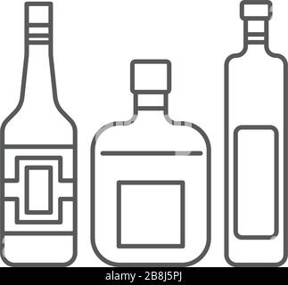 Alcohol beverage bottles vector icon symbol isolated on white background Stock Vector