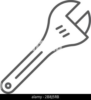 Adjustable wrench vector icon symbol tools isolated on white background Stock Vector