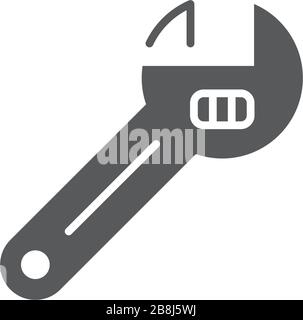Adjustable wrench vector icon symbol tools isolated on white background Stock Vector