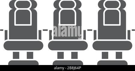 Airplane seats vector icon symbol isolated on white background Stock Vector