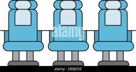 Airplane seats vector icon symbol isolated on white background Stock Vector