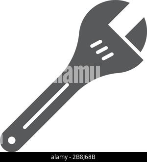 Adjustable wrench vector icon symbol tools isolated on white background Stock Vector